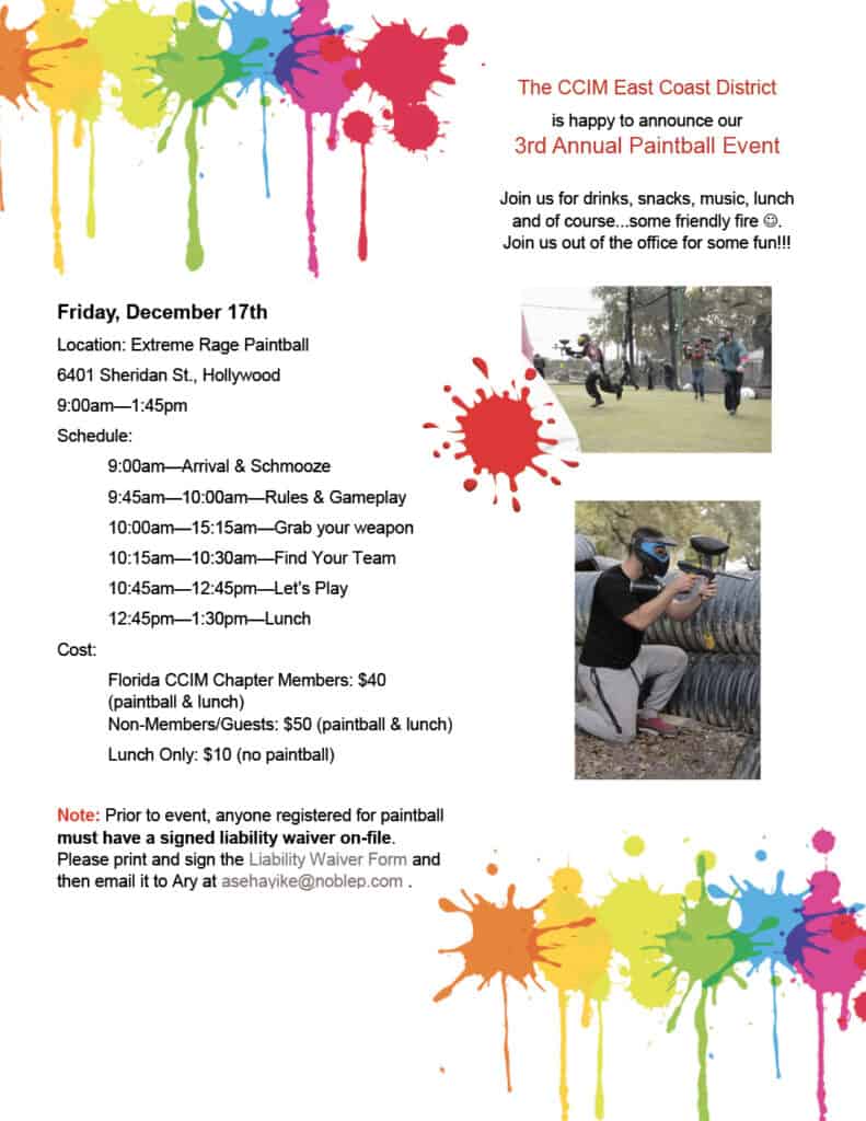3rd Annual EAST COAST District Paintball Event Florida CCIM Chapter